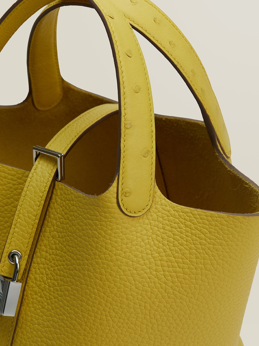 Hermes Picotin Lock 18 Bag In Jaune Poussin Clemence Leather